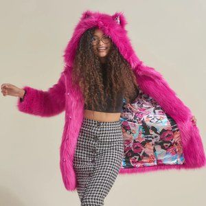 NWT Women's Spirithoods Lipstick Wolf Classic Collector Edition Faux Fur Coat